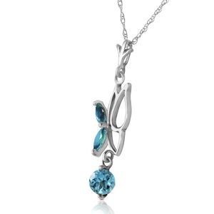 14K. SOLID GOLD BUTTERFLY NECKLACE WITH BLUE TOPAZ